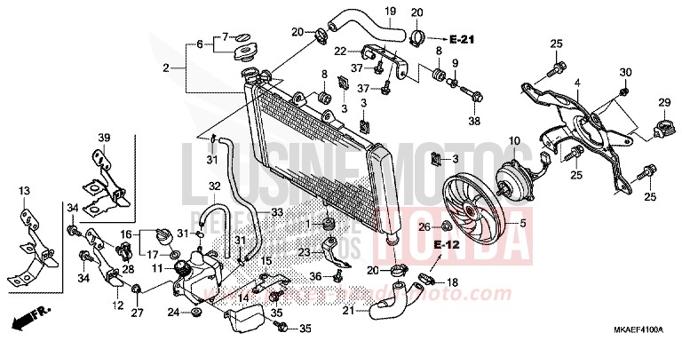 RADIATEUR de Integra 750 MAT BALLISTIC BLACK METALLIC (NHA86) 2019